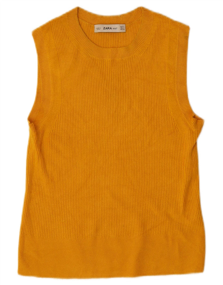 Regata feminina ZARA com colete curto Reino Unido 12 Viscose amarela média