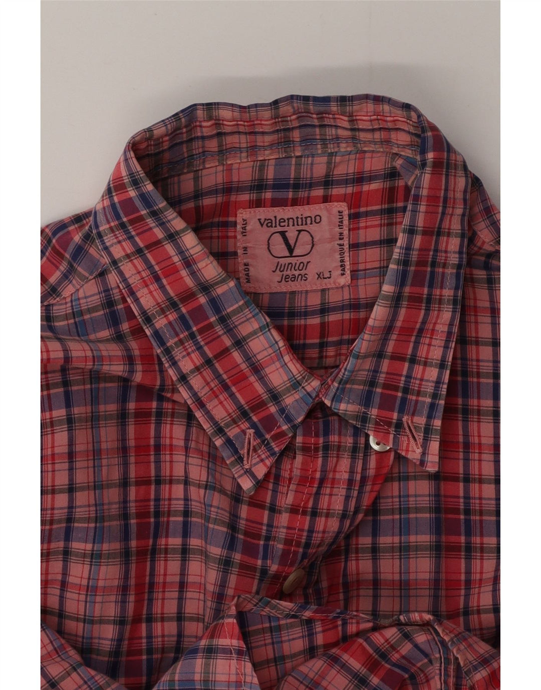 Camisa masculina Valentino 15-16 anos XL algodão xadrez rosa