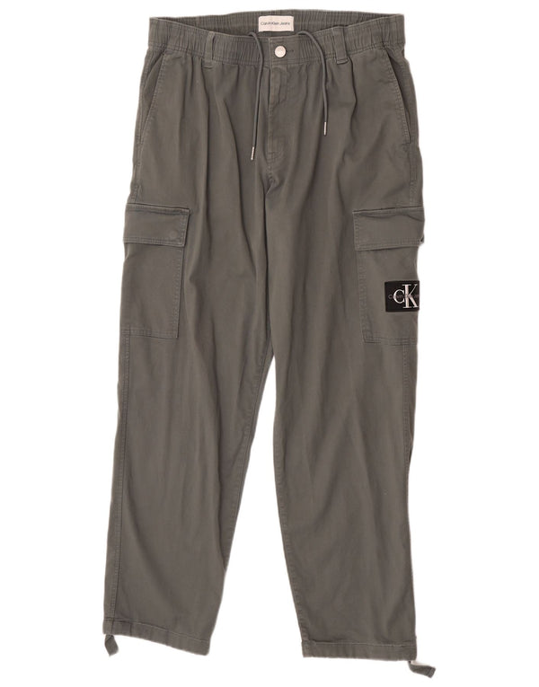 Calça cargo masculina Calvin Klein Pegged W34 L32 algodão cinza