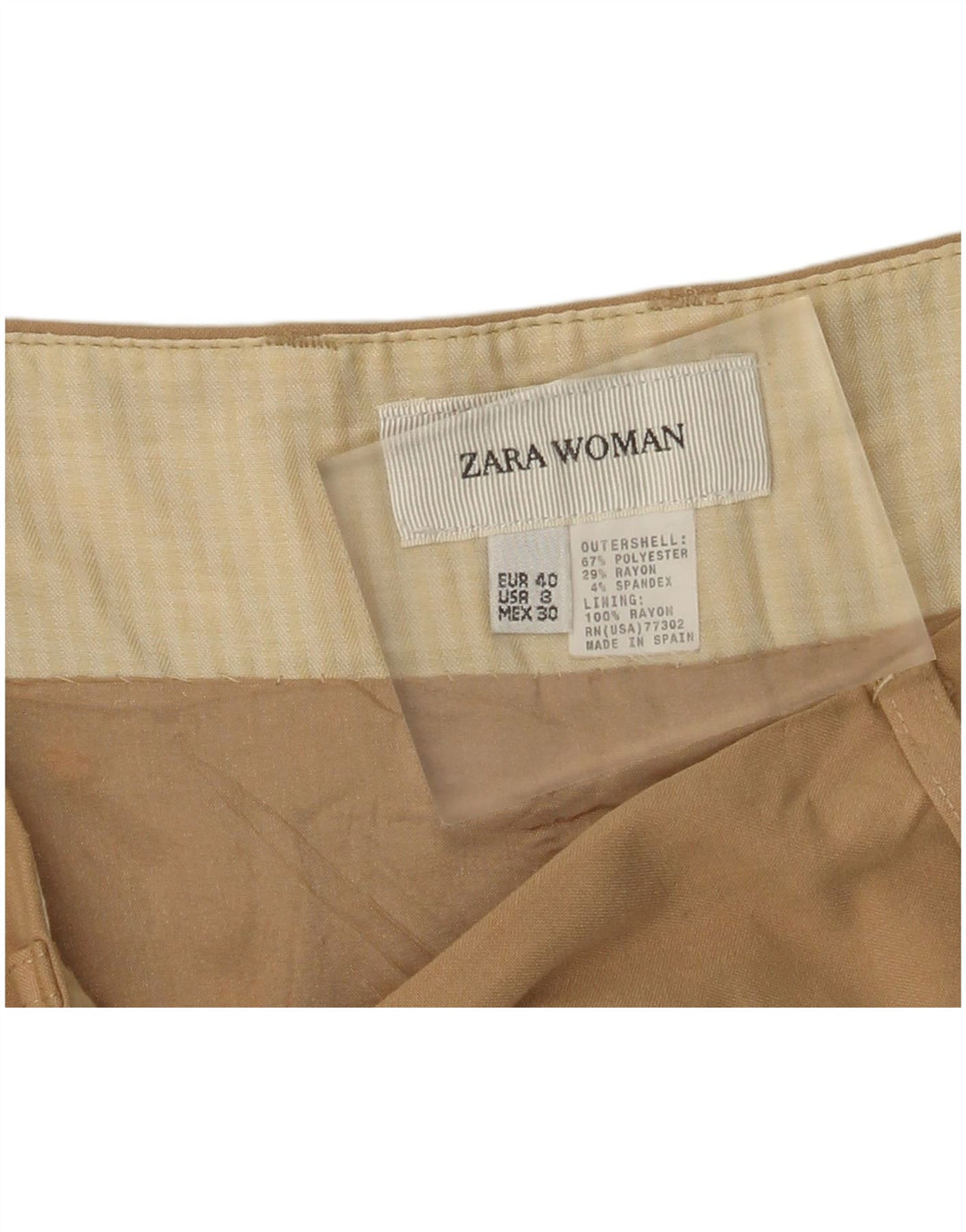 Saia feminina Zara A-Line IT 40 Small W30 Khaki Poliéster