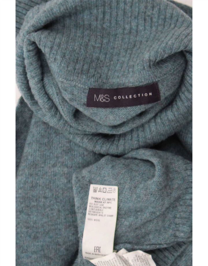 Suéter feminino Marks & Spencer com gola redonda Reino Unido 14 lã azul médio