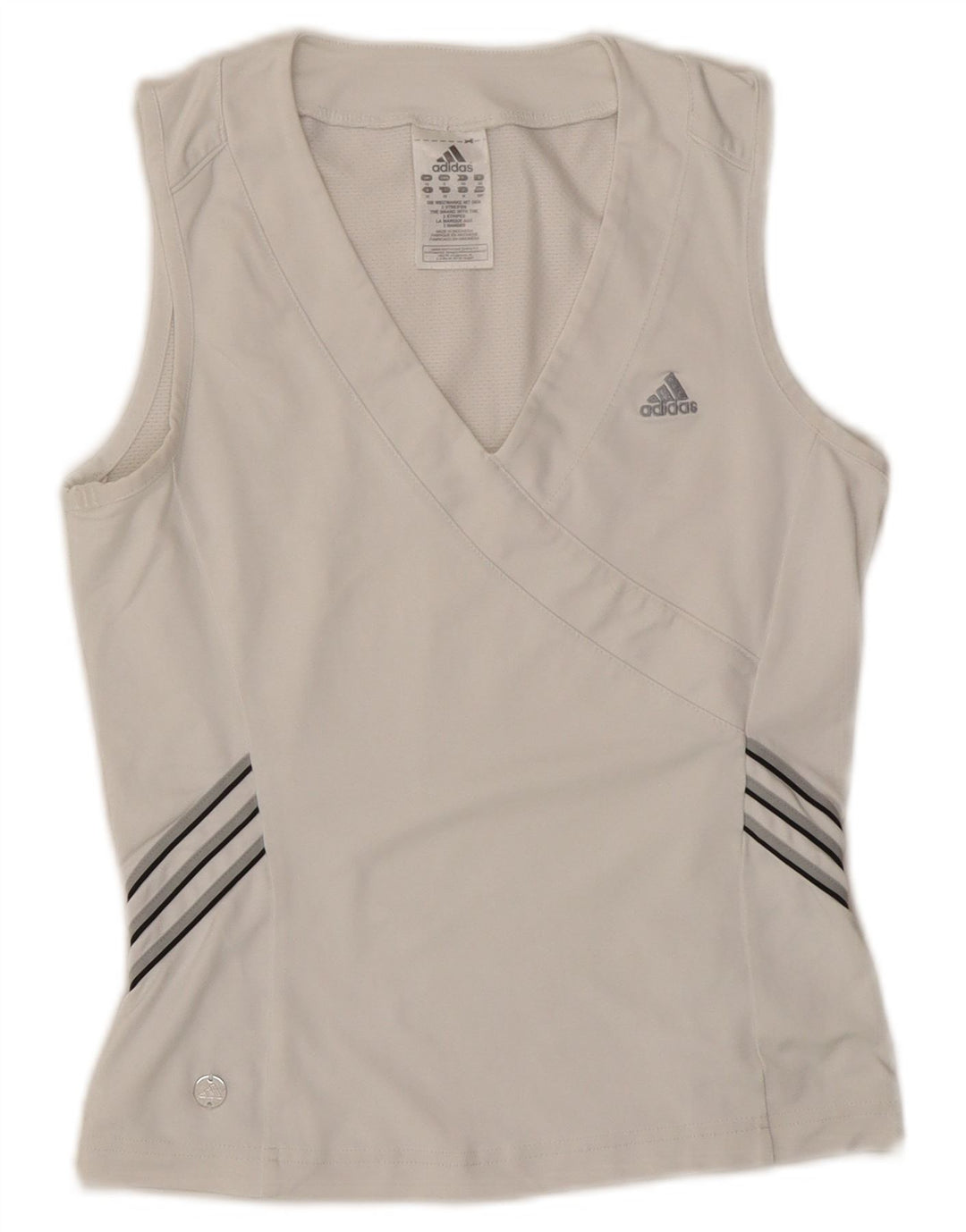 ADIDAS Womens Vest Top UK 10 Pequeno Poliéster Branco