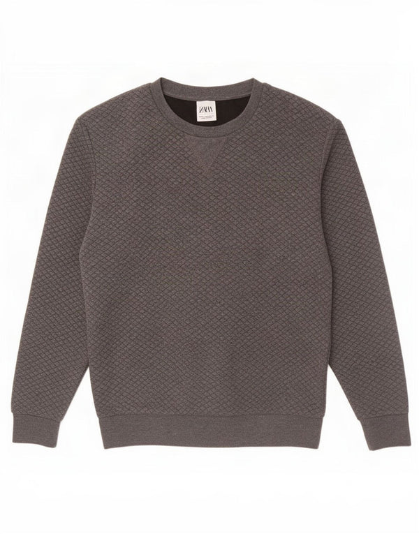Zara Moletom Masculino Jumper Médio Cinza Algodão