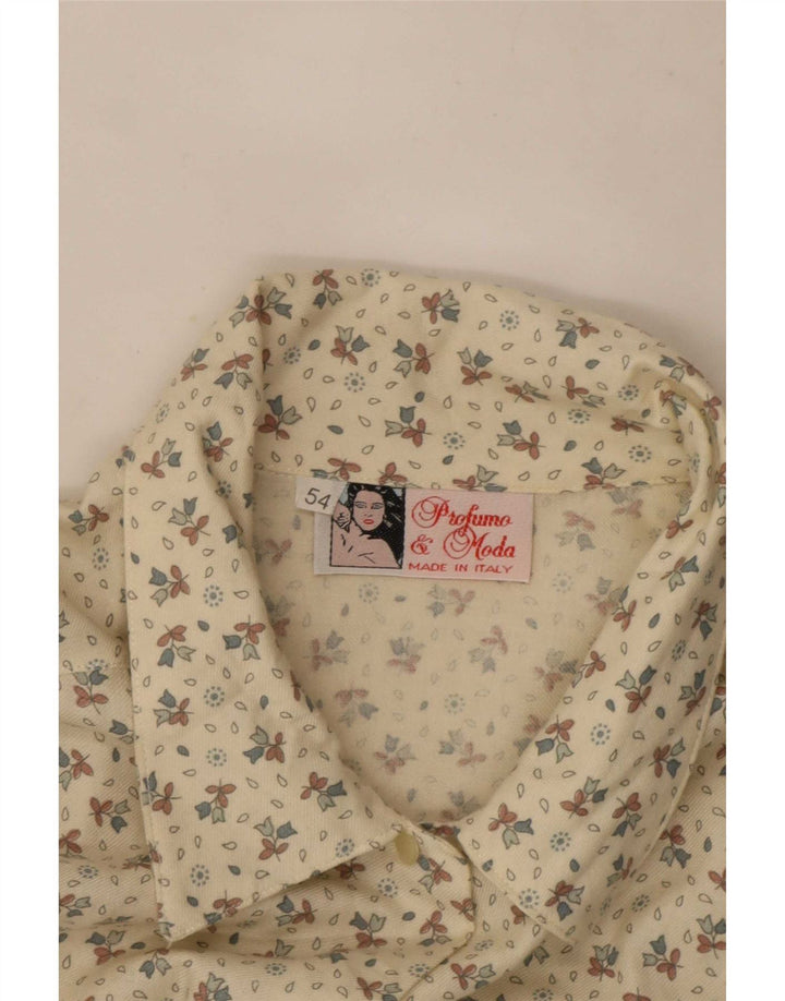Camisa feminina vintage IT 54 3XL branco floral