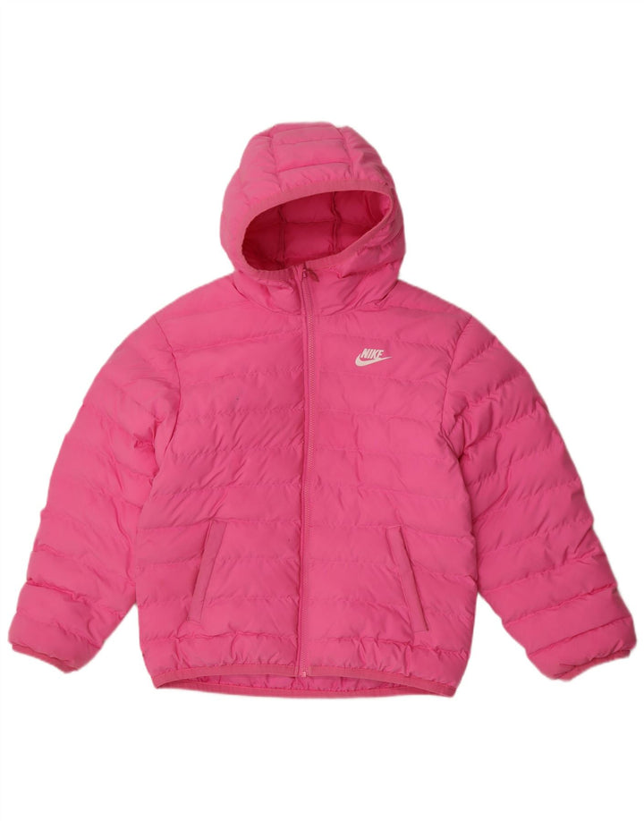 Jaqueta acolchoada com capuz Nike Boys 12-13 anos grande poliéster rosa