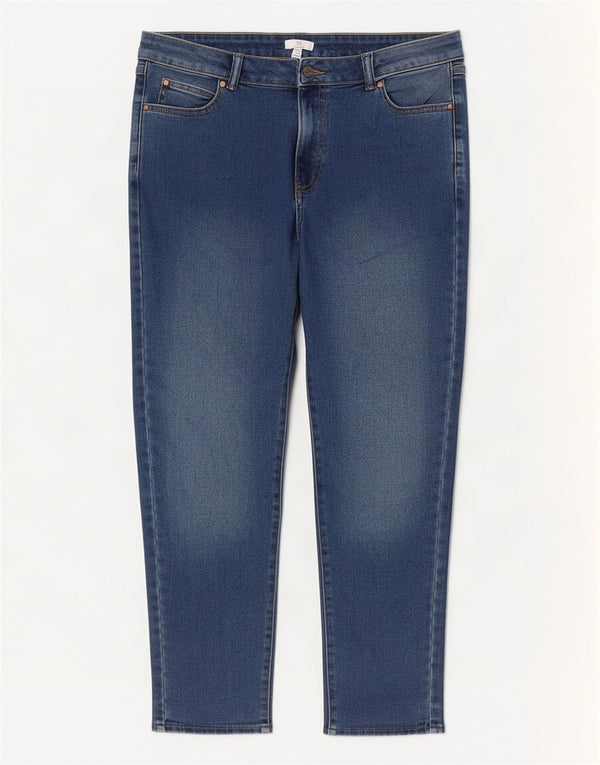 M&Co Jeans Feminino Petite Cropped Reino Unido 16 Grande W36 L25 Azul Algodão