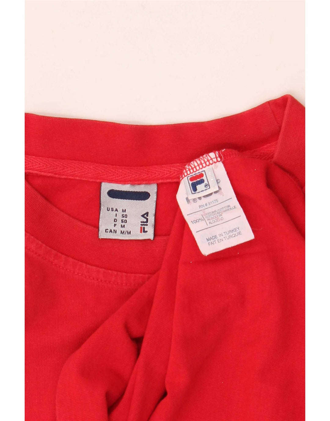 Camiseta gráfica masculina Fila Top IT 50 algodão vermelho médio