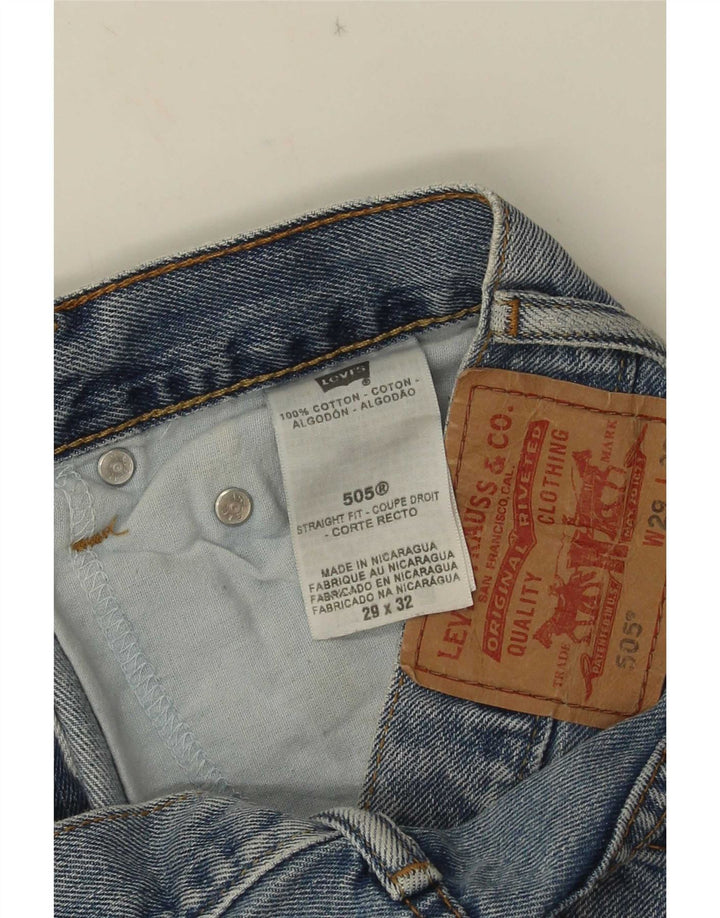 Shorts jeans feminino Levi's 505 desgastado W29 algodão azul médio