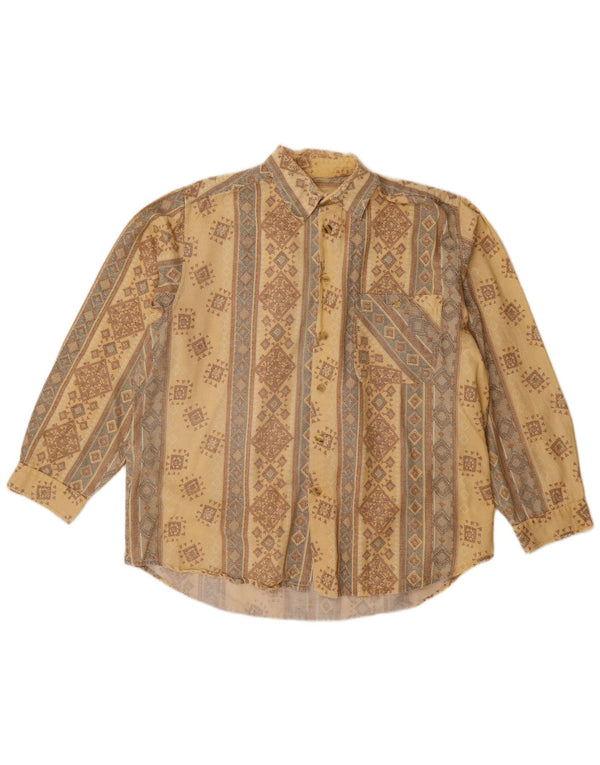 Camisa masculina VINTAGE tamanho 15 1/2 16 39/40 algodão geométrico bege médio