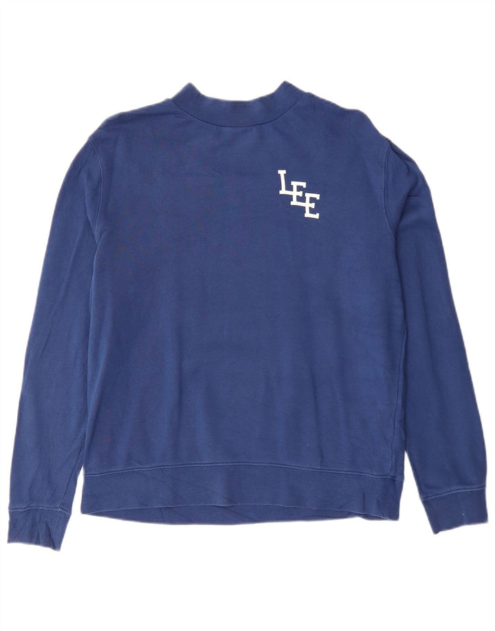 Lee moletom feminino regular fit jumper Reino Unido 10 pequeno algodão azul marinho