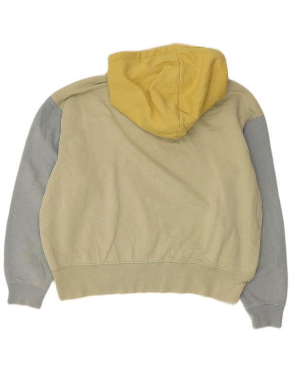 Nike Womens Oversized Hoodie Jumper UK 6 XS Amarelo Colourblock Algodão