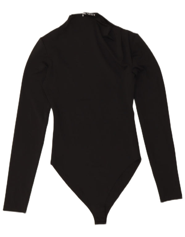 Macacão feminino de manga comprida Zara UK 8 pequeno poliéster preto