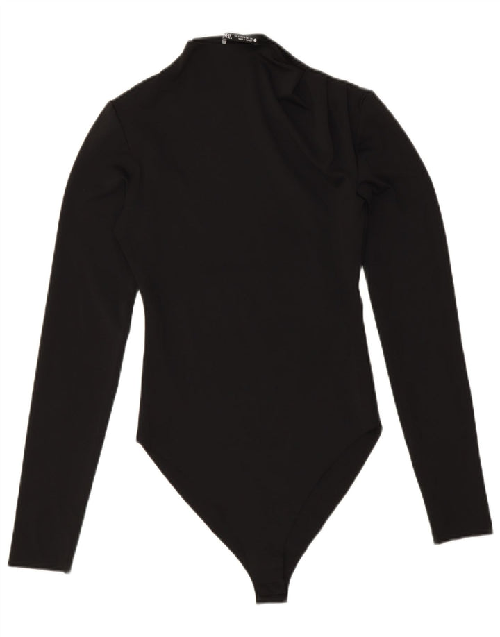 Macacão feminino de manga comprida Zara UK 8 pequeno poliéster preto