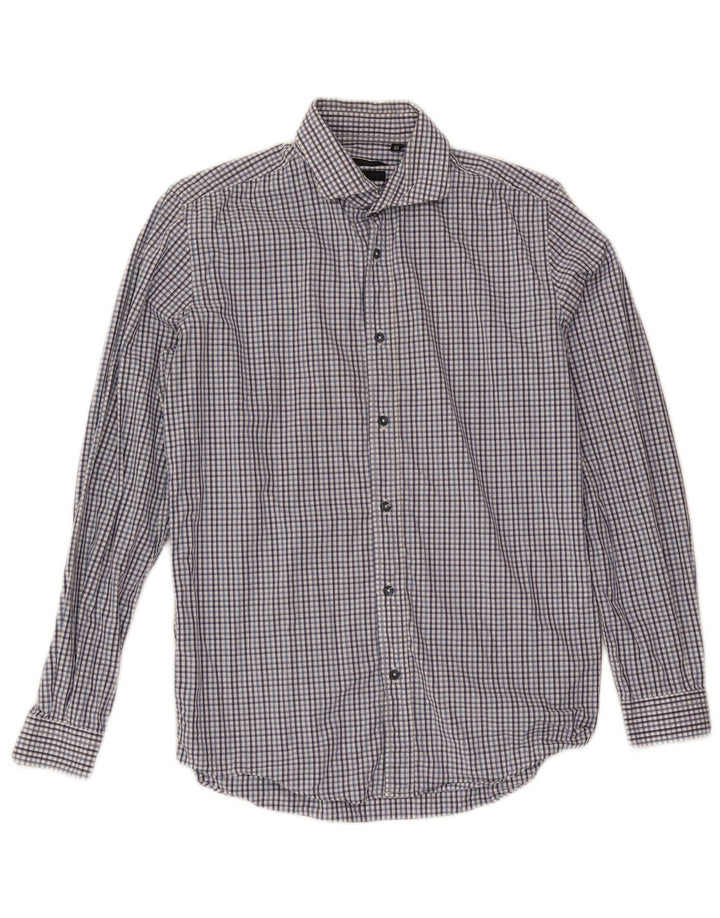 Liu Jo Camisa masculina slim fit tamanho 39 15 1/2 médio xadrez azul marinho