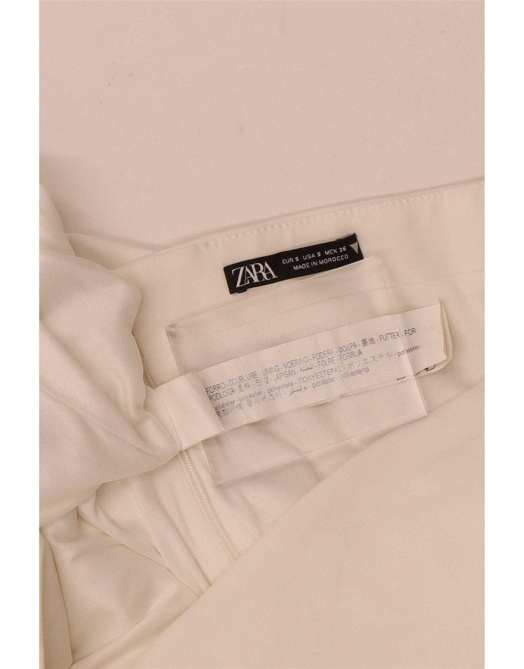 Vestido sem alças feminino Zara Reino Unido 8 pequeno poliéster branco