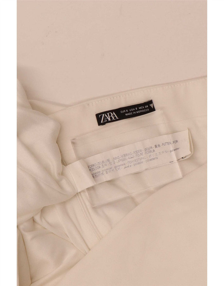 Vestido sem alças feminino Zara Reino Unido 8 pequeno poliéster branco