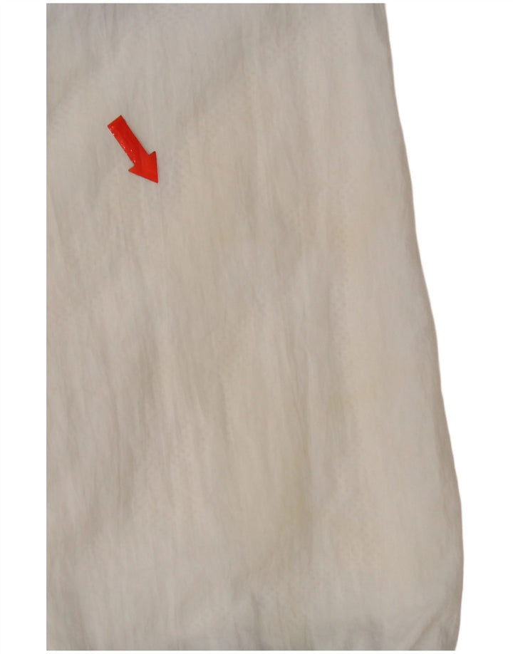 Jaqueta de agasalho feminino vintage UK 14 bloco colorido branco médio
