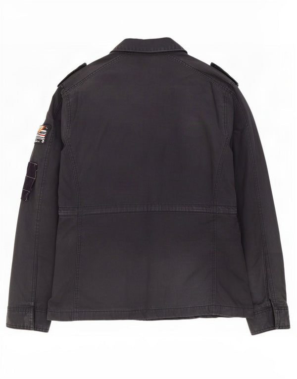 Jaqueta militar masculina Superdry UK 38 algodão preto médio