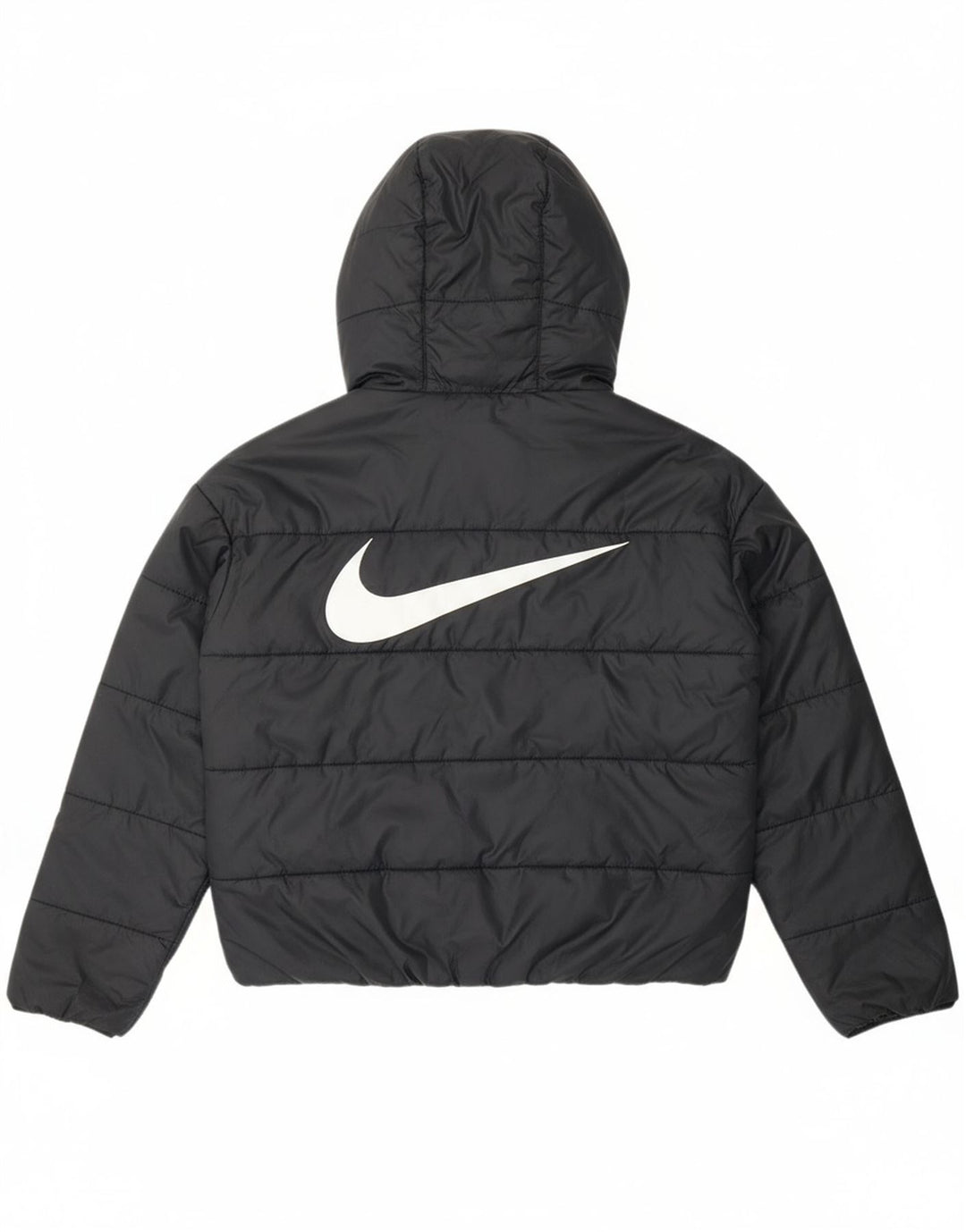 Jaqueta Nike Feminina Oversized com Capuz Gráfico Acolchoada UK 10 Pequena Preta