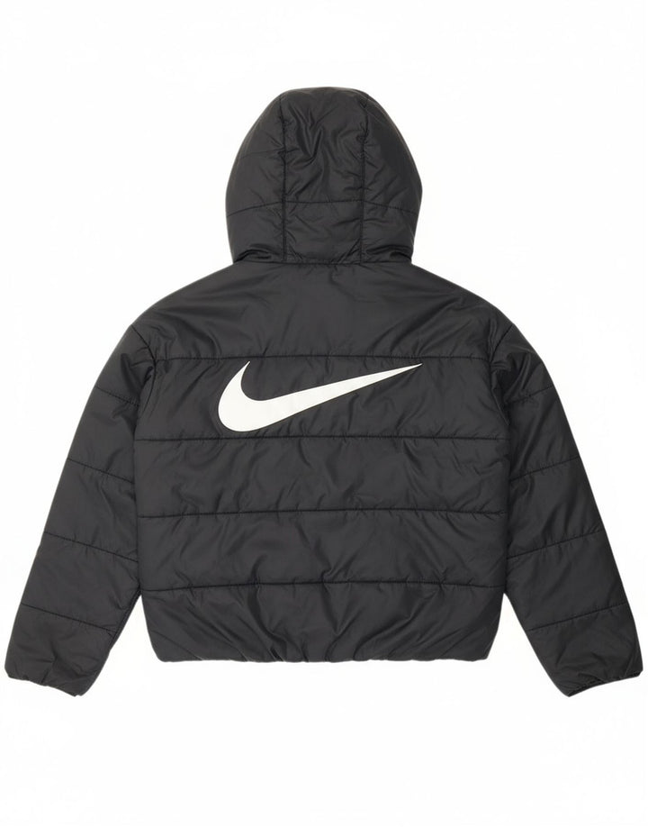 Jaqueta Nike Feminina Oversized com Capuz Gráfico Acolchoada UK 10 Pequena Preta