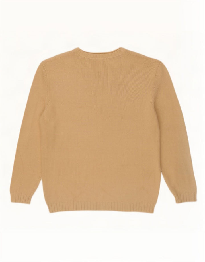 Suéter masculino Marks & Spencer com decote em V, grande algodão bege