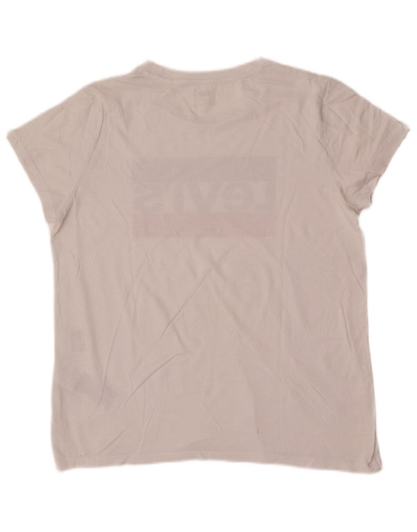 Camiseta feminina gráfica Levi's UK 14 grande algodão branco
