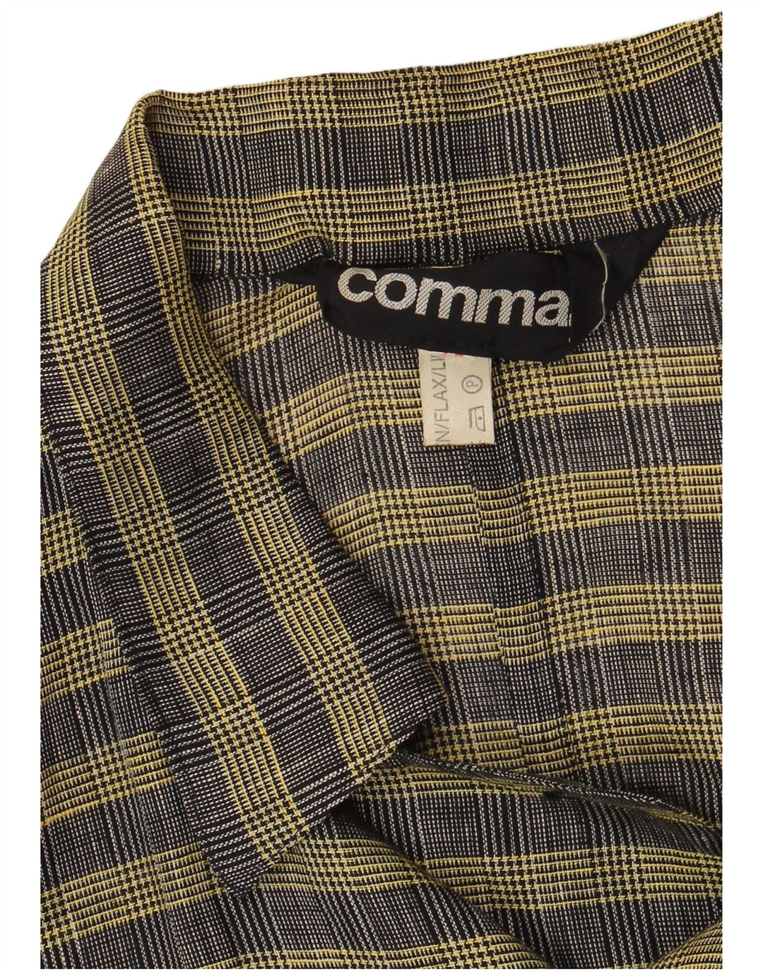 Comma, Jaqueta blazer feminina com peito duplo Reino Unido 14 grande lã xadrez amarela