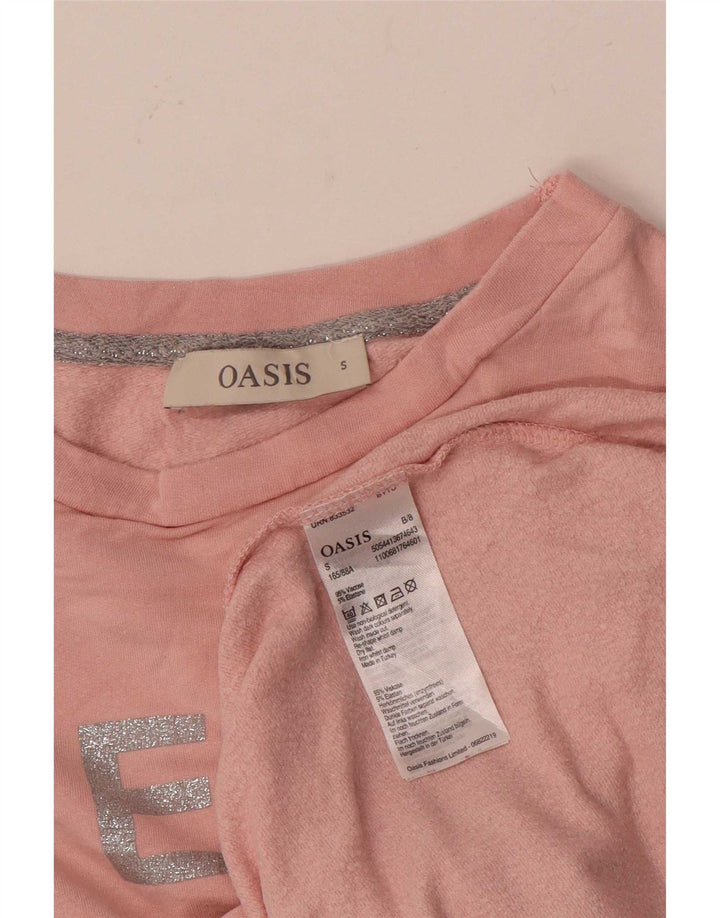 Suéter gráfico feminino Oasis UK 10 pequeno viscose rosa