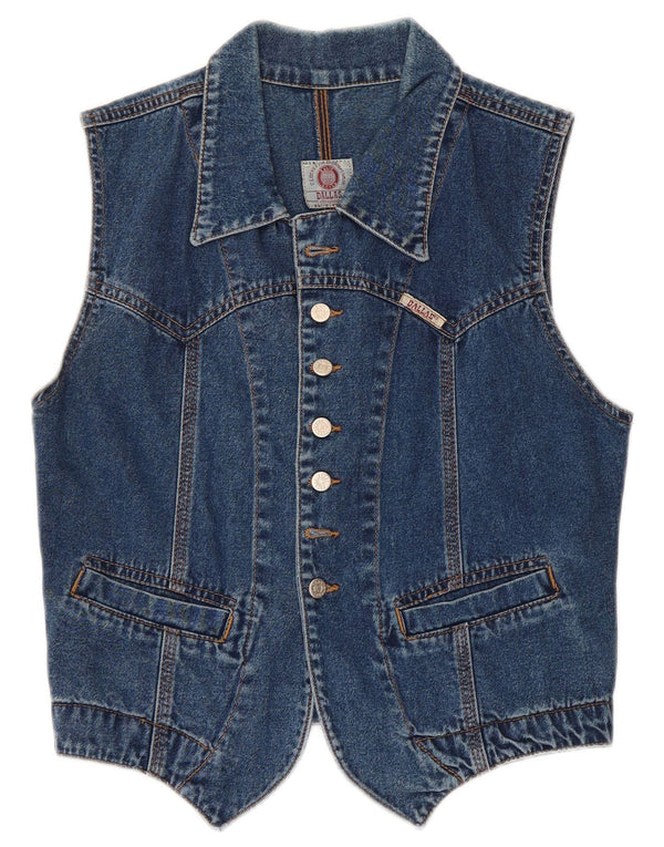 Colete jeans feminino Dallas Reino Unido 10 algodão azul pequeno