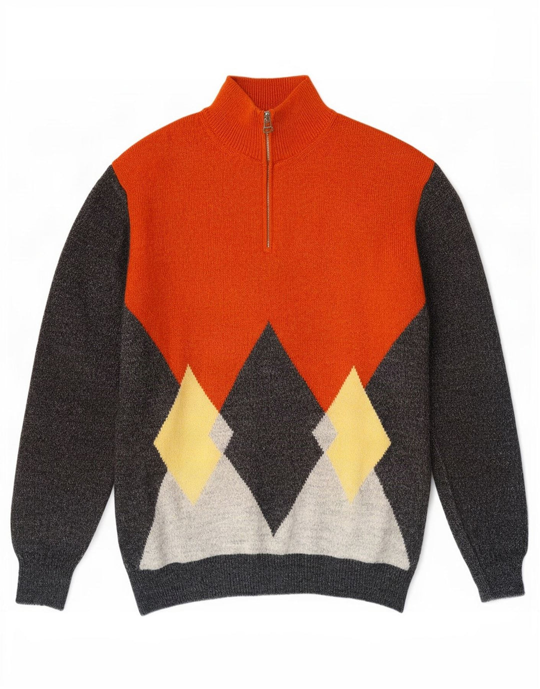 Suéter masculino Sangiorgio com zíper e gola média multicolorido Argyle/Diamante