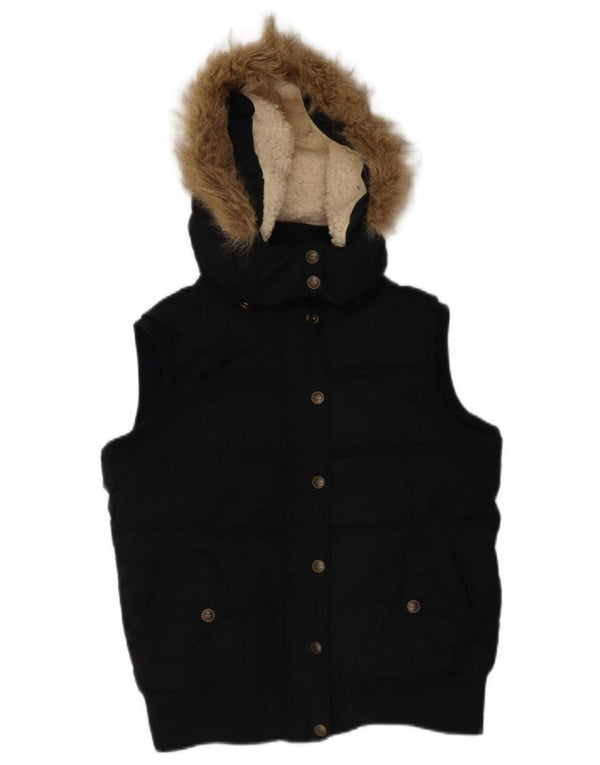 Colete acolchoado com capuz feminino Fat Face Sherpa UK 12 poliéster azul marinho médio