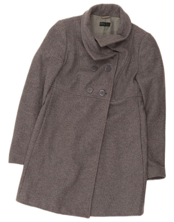 Casaco feminino Benetton com peito duplo IT 38 XS lã cinza