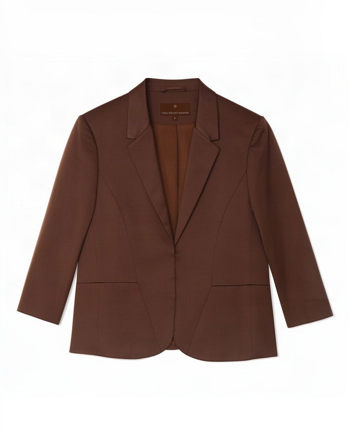 Jaqueta blazer feminina Fenn Wright Manson manga 3/4 Reino Unido 14 grande marrom