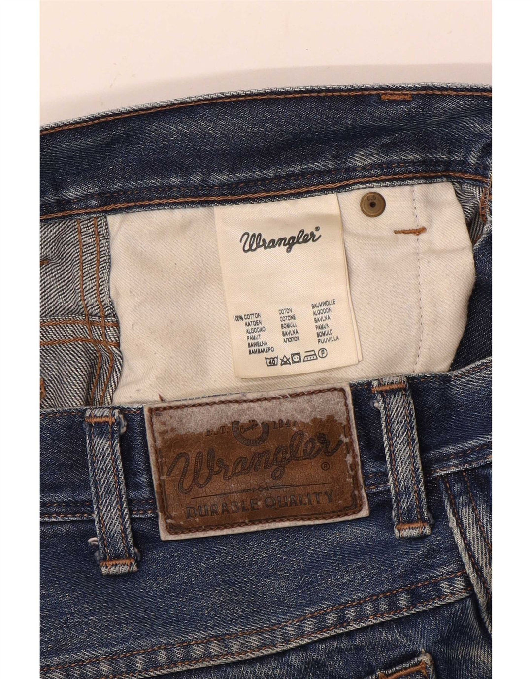 Wrangler masculino regular fit jeans reto W32 L27 algodão azul