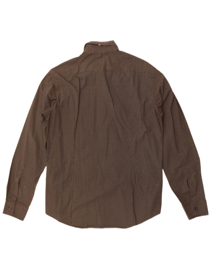 Camisa masculina Hugo Boss algodão manchado preto médio