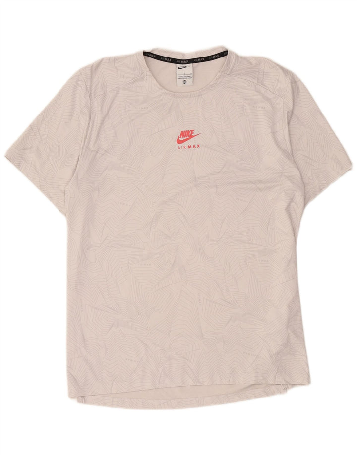 Camiseta Nike Masculina Dri Fit Graphic Top Cinza Médio Poliéster Geométrico