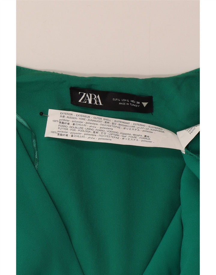 Vestido feminino Zara A-Line UK 16 grande poliéster verde