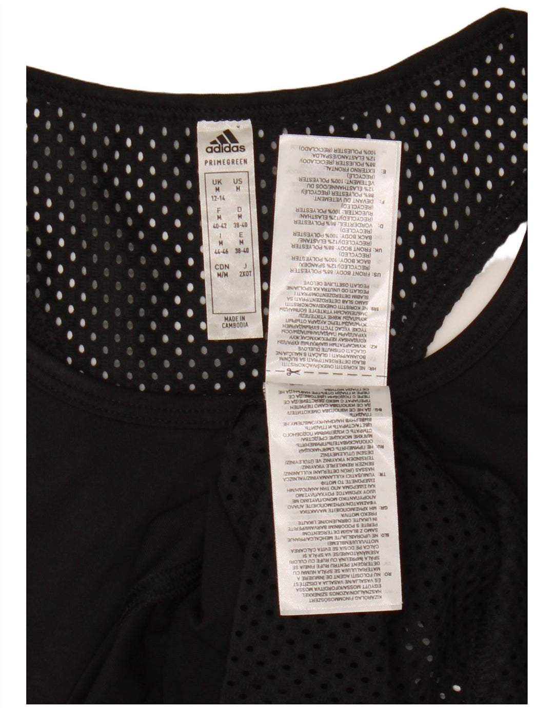 ADIDAS Womens Graphic Vest Top UK 12/14 Médio Preto Poliéster