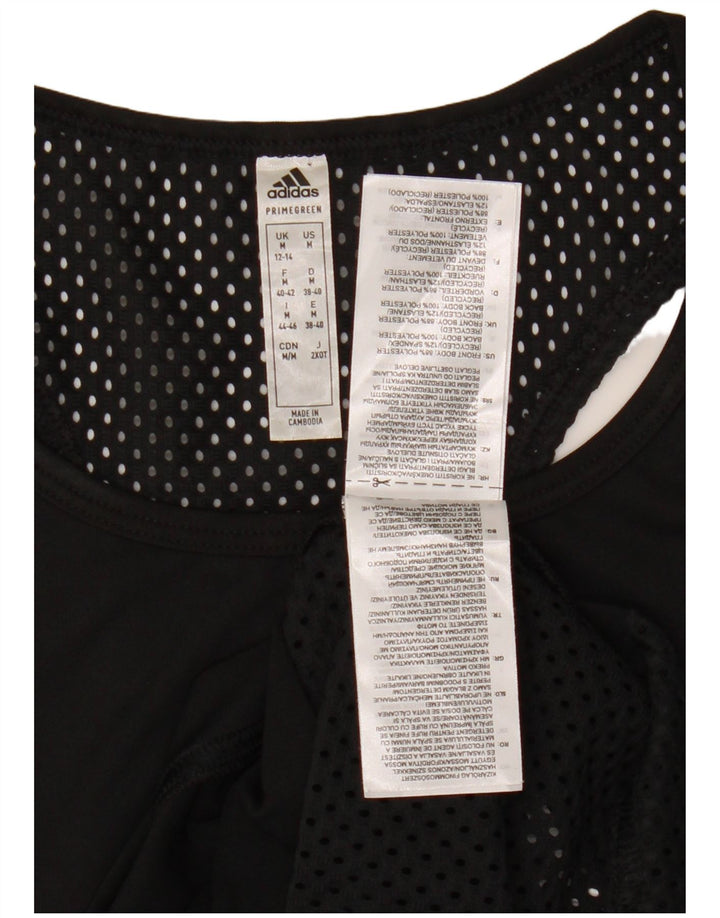 ADIDAS Womens Graphic Vest Top UK 12/14 Médio Preto Poliéster