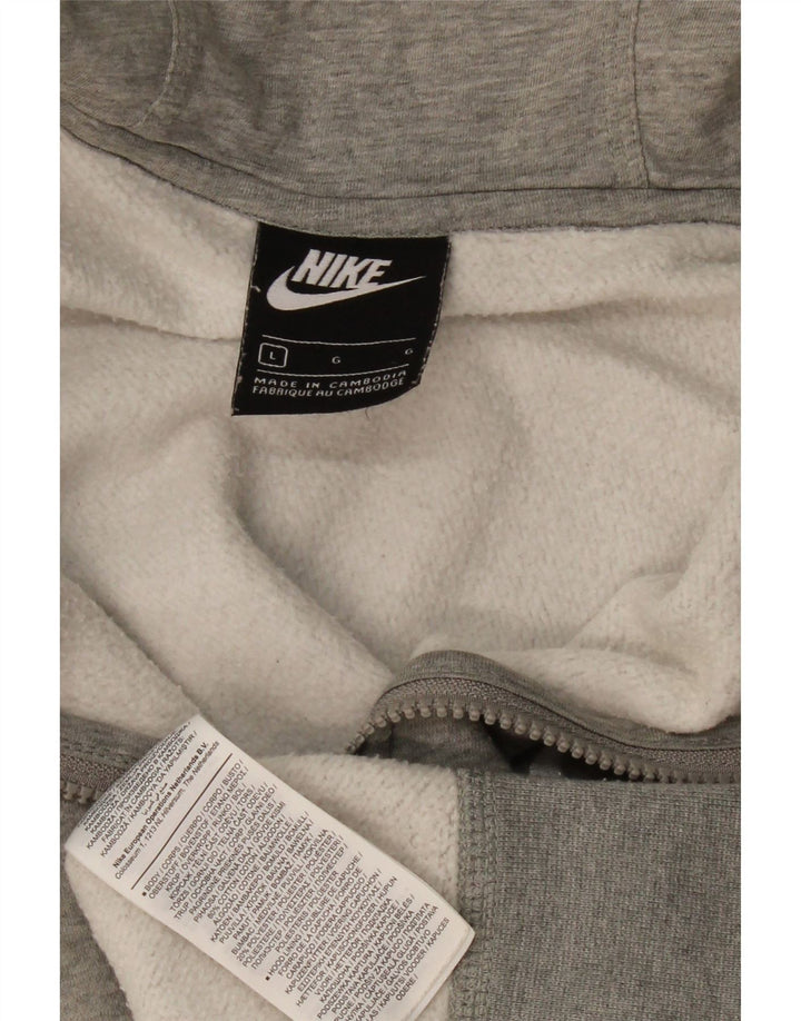 Suéter masculino NIKE com capuz e zíper grande cinza algodão