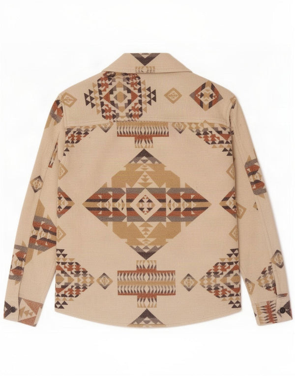 Camisa masculina Zara pequena geométrica bege