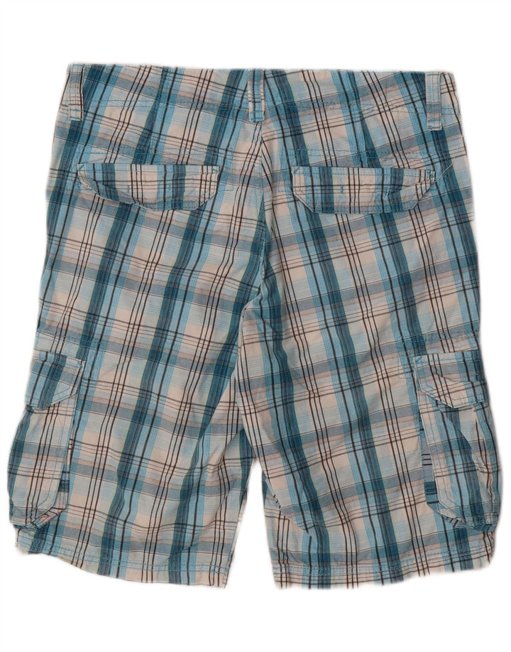 Shorts cargo masculino EDC W34 grande xadrez azul