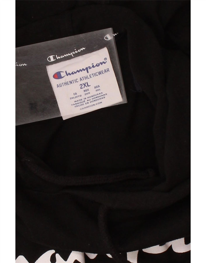 CHAMPION Mens Graphic Hoodie Jumper 2XL Black Cotton Vintage Champion and Second-Hand Champion from Messina Hembry 