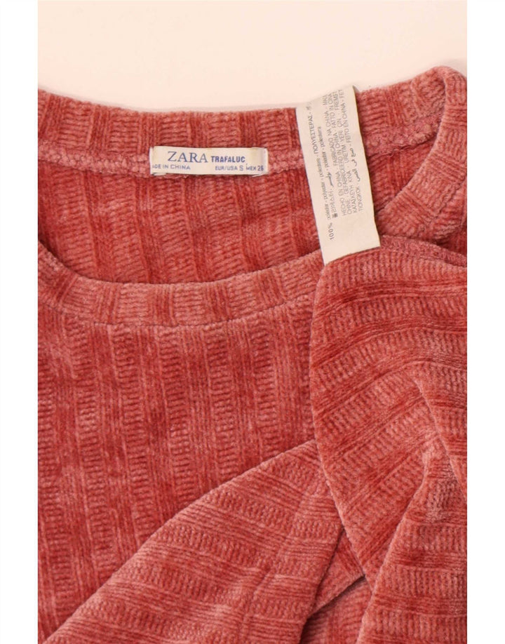 Blusa feminina de veludo Zara Top UK 10 pequeno poliéster vermelho