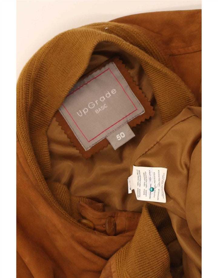 Jaqueta bomber masculina vintage de camurça IT 50 couro marrom grande