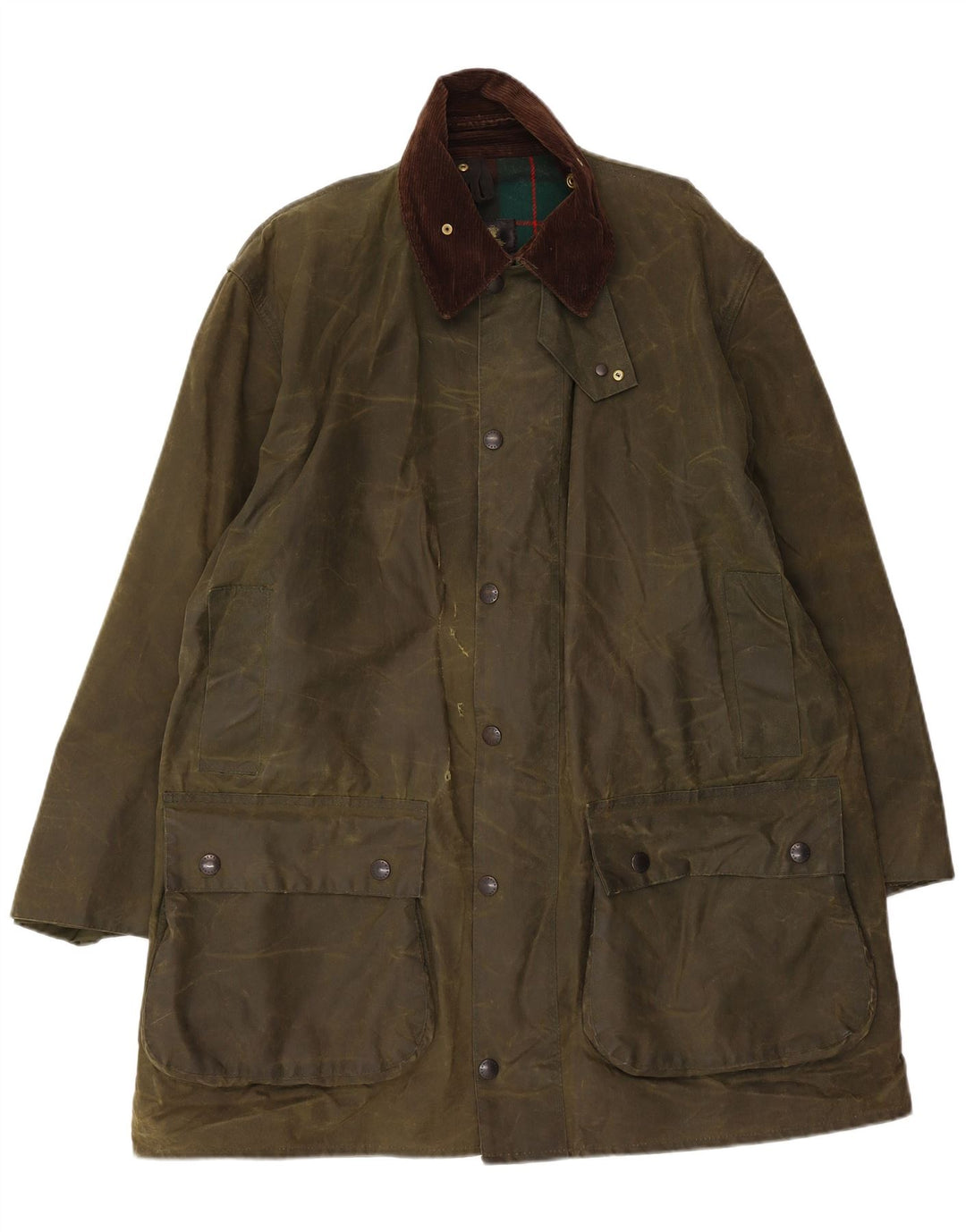 Jaqueta masculina de algodão encerado Barbour Northumbria Reino Unido 44 grande algodão cáqui