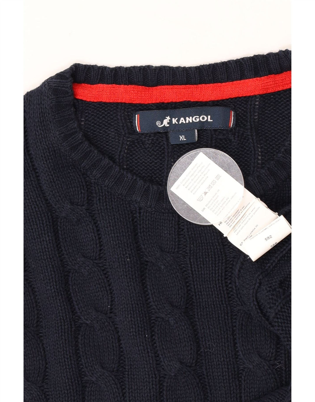 Suéter masculino Kangol com gola redonda XL algodão azul marinho
