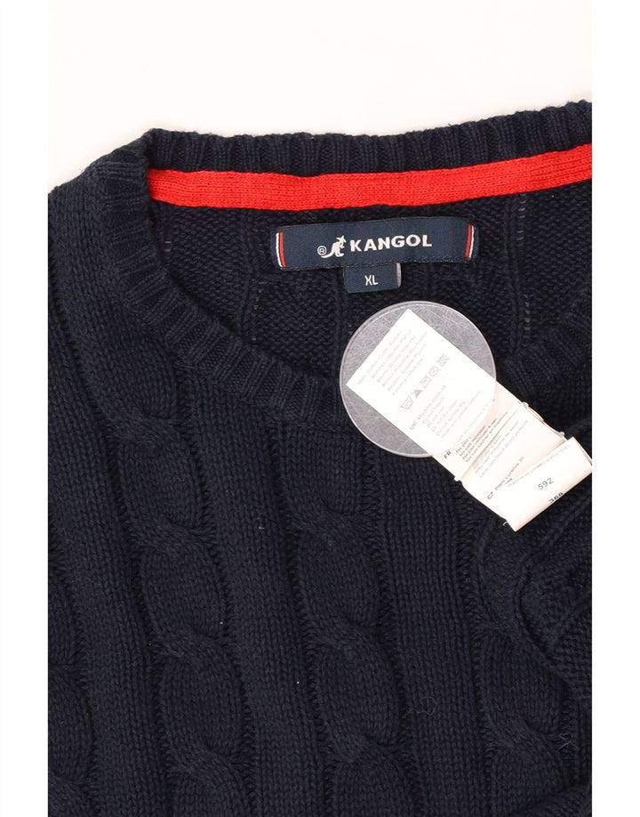 Suéter masculino Kangol com gola redonda XL algodão azul marinho