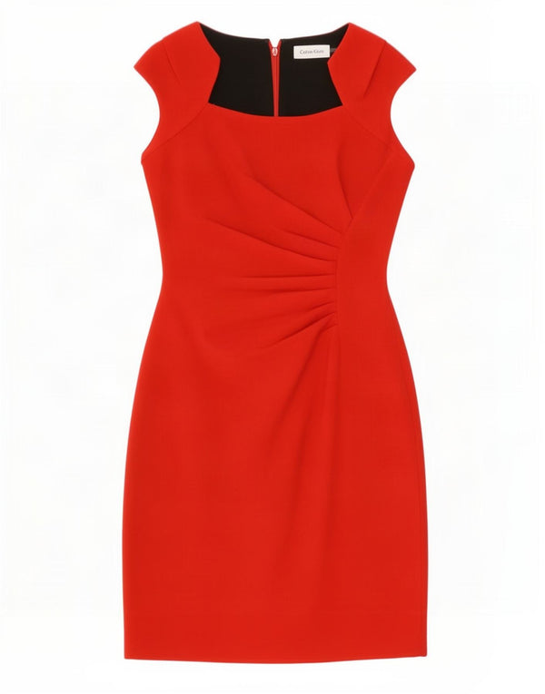 Vestido bainha feminino Calvin Klein Jeans Reino Unido 8 pequeno poliéster vermelho