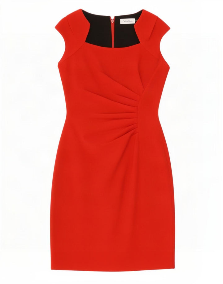 Vestido bainha feminino Calvin Klein Jeans Reino Unido 8 pequeno poliéster vermelho